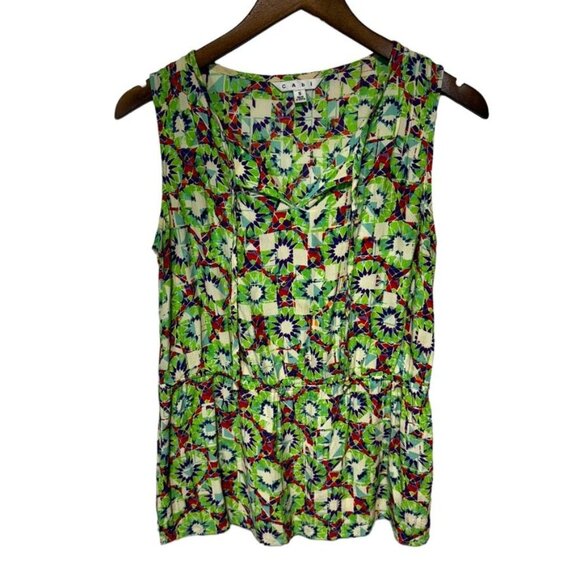 CAbi Multicolor Peplum Blouse Size Small - Picture 5 of 6